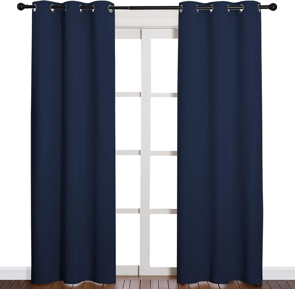 NICETOWN Window Treatment Energy Saving Thermal Insulated Solid Grommet Blackout Curtains/Drapes for Living Room (Navy, 1 Pair, 42 by…