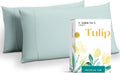 Carressa Linen Luxury Egyptian Cotton King Pillow Cases Set of 2-800 Series Tulips Collection Pillowcases for Sleeping (Sea Foam), Soft…