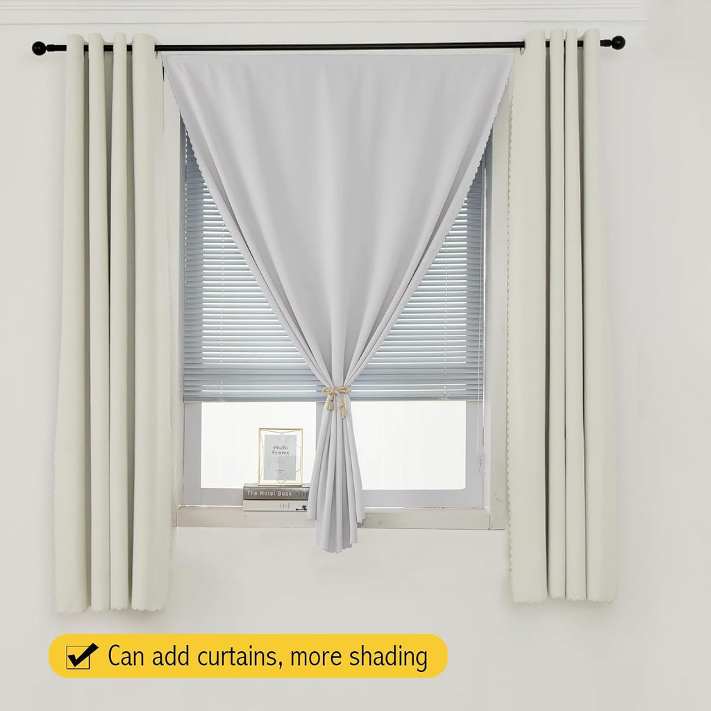 Blackout Curtains for Bedroom Sticky Curtain Blackout Window Cover Self Adhesive Curtains Rod No Drillng, 47" W X 71" L, Light Grey, 1 Panel