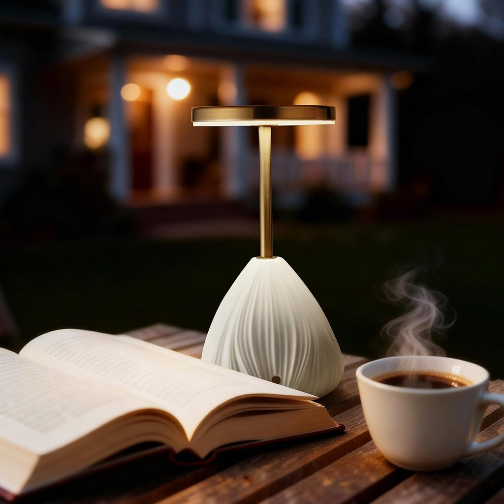 RONDURE 10.6" Ceramic Cordless Table Lamp, Portable Rechargeable Table lamp, Touch Dimmable Warm Ambient Lighting for Living Room…