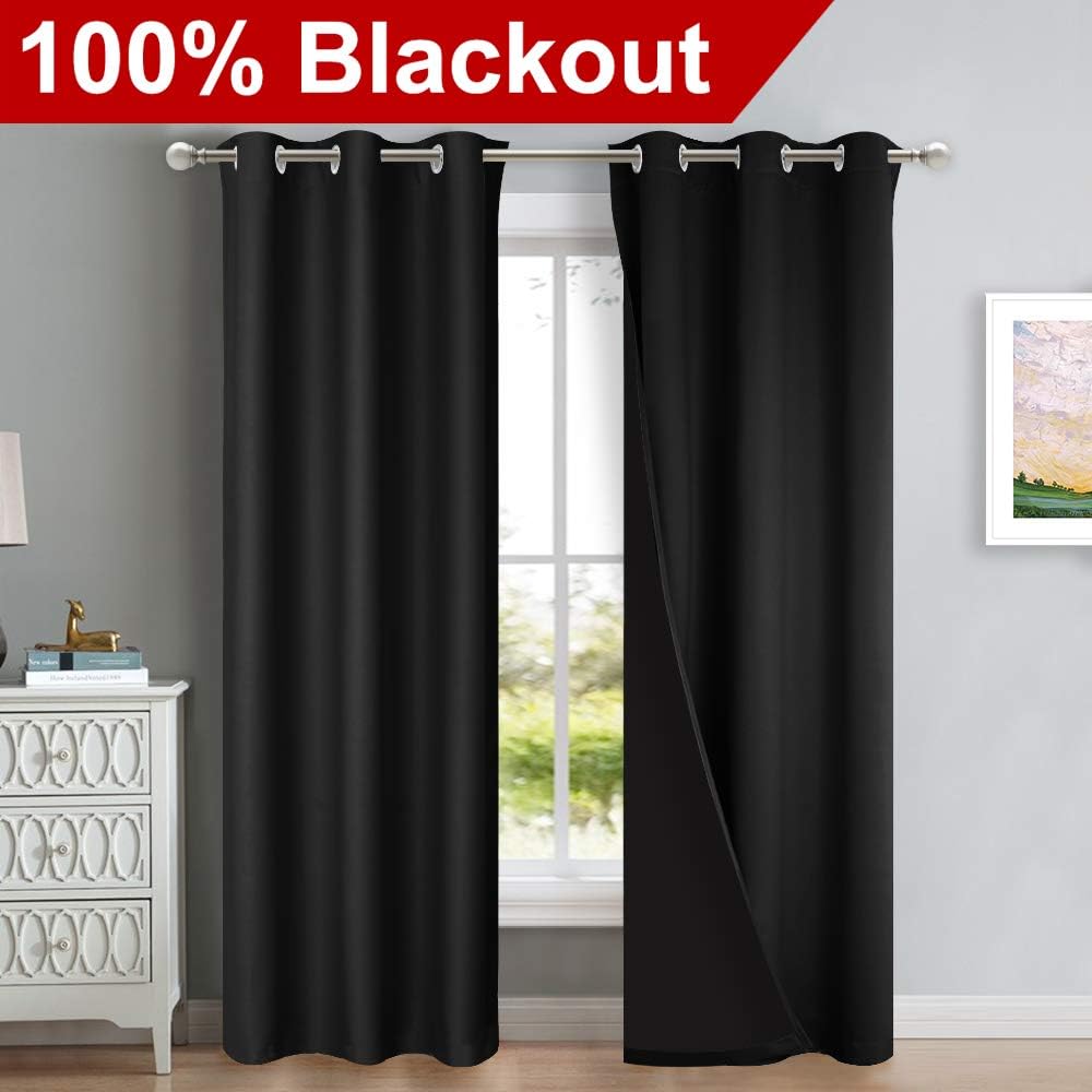 Nicetown High-End Thermal Curtains, Full Blackout Curtains 84 Inches Long for Dining Room, Soundproof Window Treatment Drapes for Hall Room…