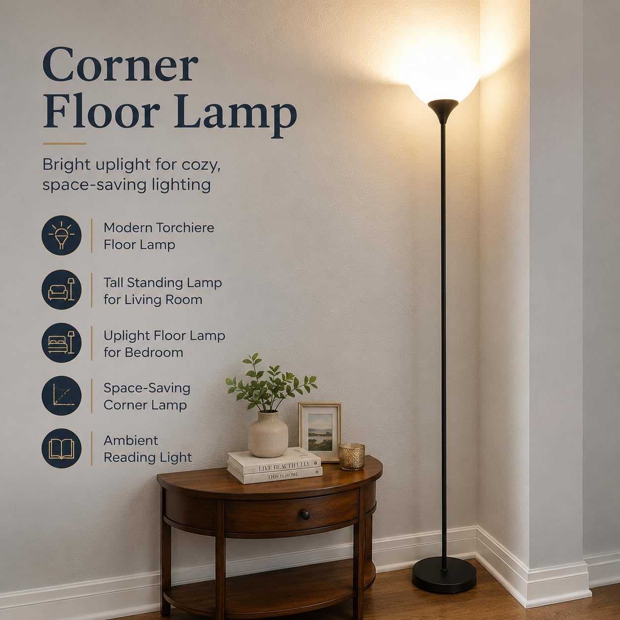 PESRAE Floor Lamp, Remote Control with Stpeless Color Temperatures and Brightness, Torchiere lamp for Bedroom, Living Room, Bulb Included…