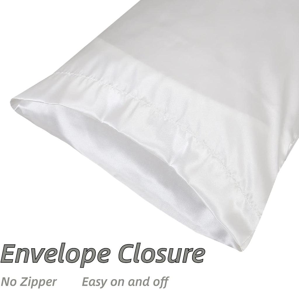 Lcbd Standard Size Satin Pillowcase for Hair and Skin, Ivory Silk Satin Pillowcases Set of 2, Satin Cooling Pillow Covers with Envelope Clo…