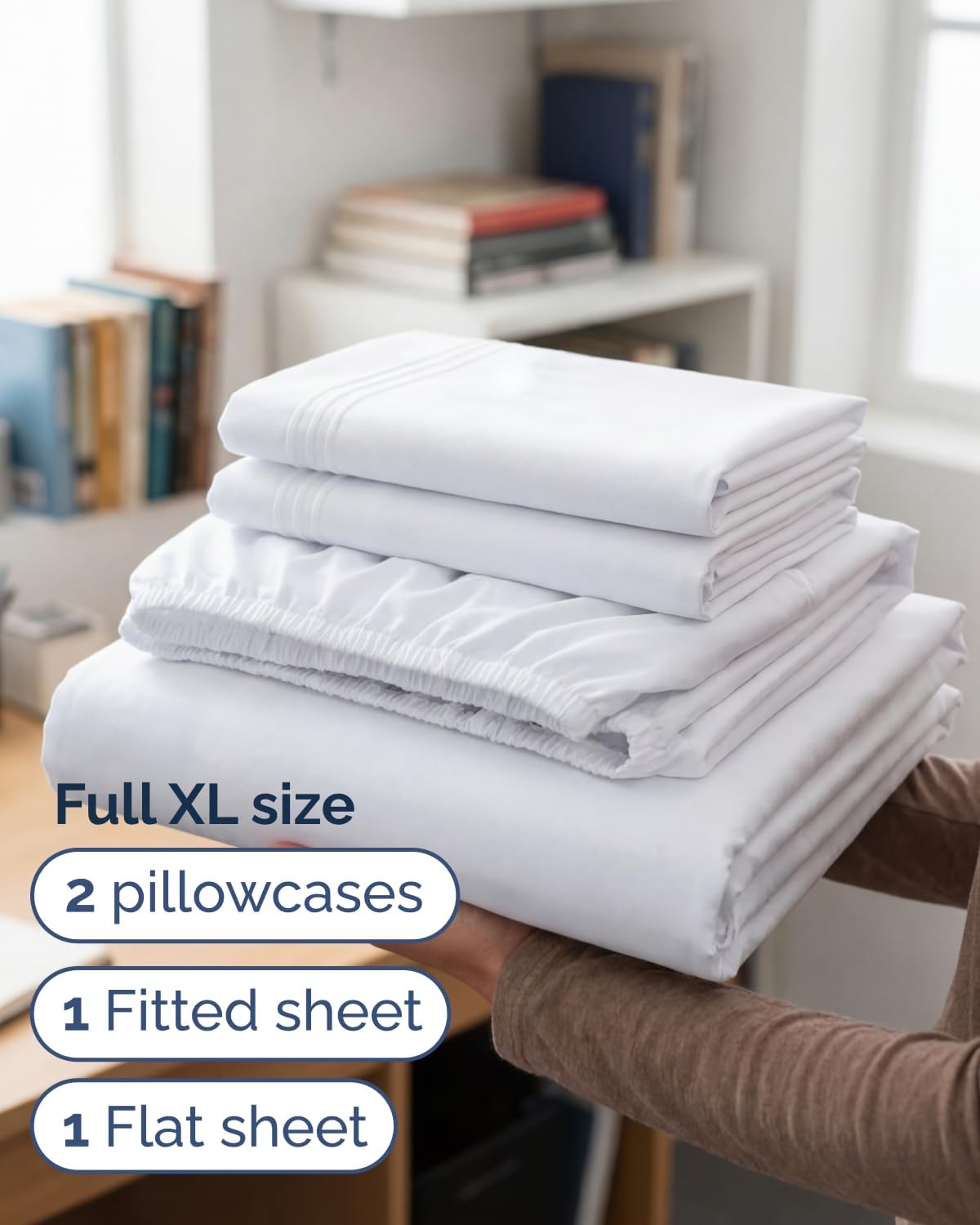 CGKUnlimited Full XL Bed Sheet - 4 Piece Full XL Bed Sheets Set - Ultra-Soft, Comfy, Breathable & Cooling - Hotel Luxury Bedding for Women…