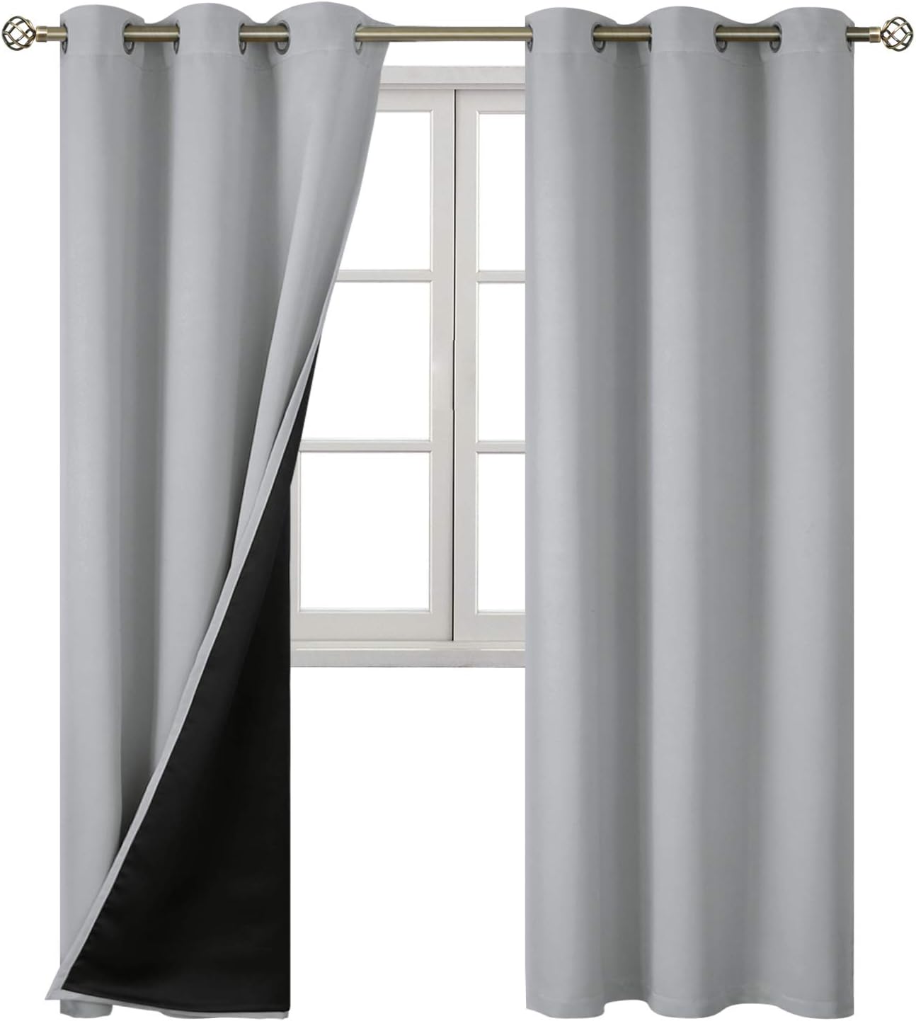 BGment 100% Blackout Curtains for Bedroom with Black Liner, Thermal Insulated Thick Double Layers Total Light Blocking Grommet Window Curta…