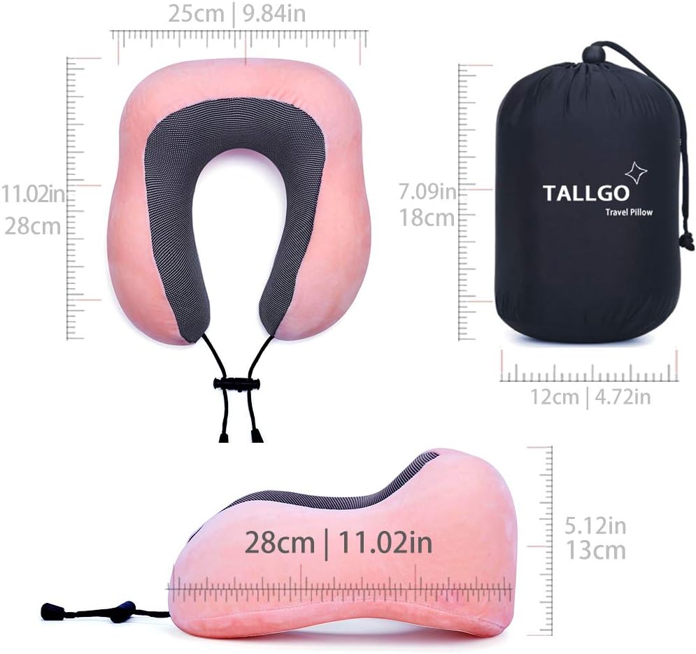 TALLGONeckPillowAlwaysHere TALLGO Travel Pillow, Memory Foam Neck Pillow Head Support Soft Pillow for Sleeping Rest, Airplane Car & Home Us…