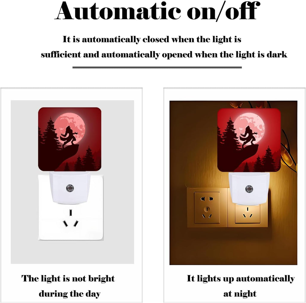 Blood Moon and Werewolves Night Light, Plug-in Night Lights with Dusk-to-Dawn Sensor for Stairway, Hallway, Bedroom Sleep Friendly Ideal for…