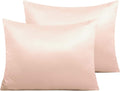 Ntbay Zippered Satin Pillow Cases for Hair and Skin, Luxury Standard Hidden Zipper Pillowcases Set of 2, 20x26 Inches, Pink 26 Inches Pink