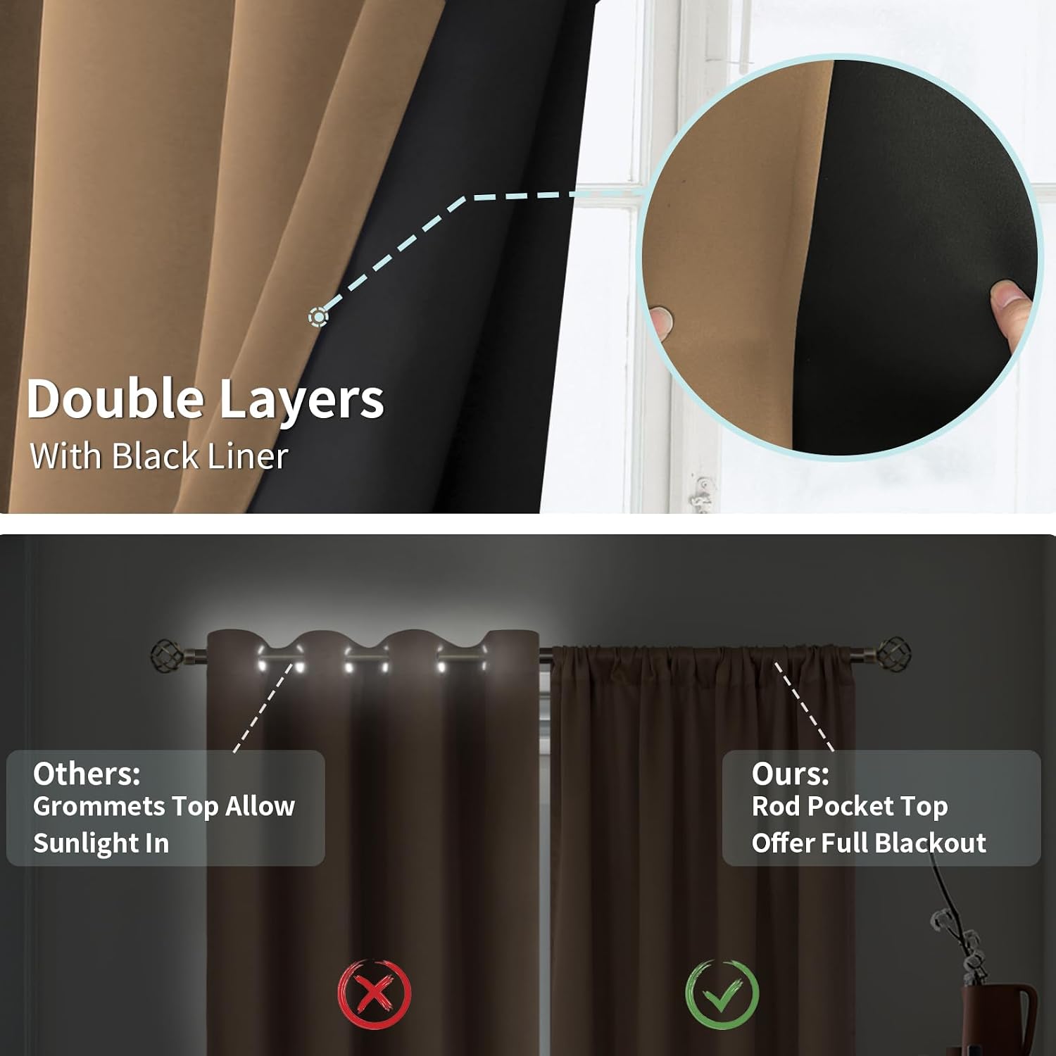 BGment 100% Blackout Curtains 95 Inch Long for Living Room, Thermal Insulated Full Light Blocking Noise Cancel Rod Pocket Curtains, Extra…