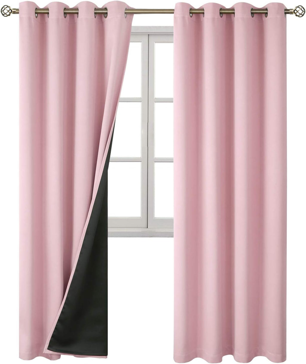 BGment Baby Pink 100% Blackout Curtains for Nursery Bedroom 84 Inch Length 2 Panels, Thermal Insulated Full Light Blocking Grommet Noise Ca…