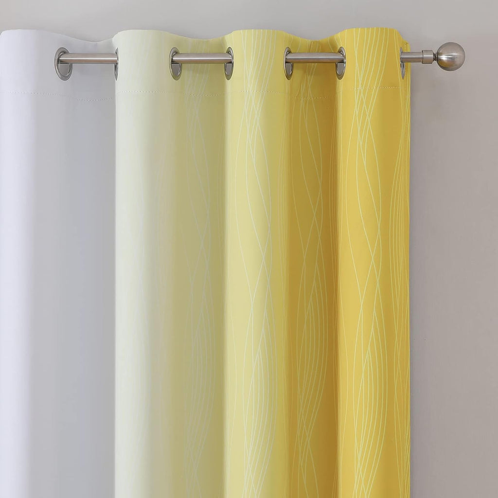 Estelartextiler Estelar Textiler Yellow and Grayish White Blackout Curtains 108 Inches Long, Thermal Insulated Drapes for Bedroom, Full Lig…