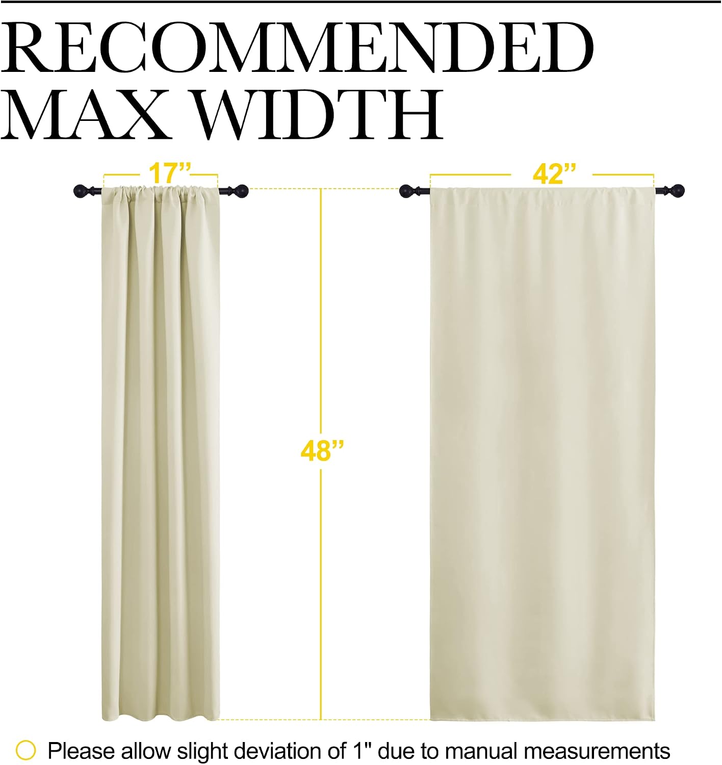 NICETOWN Blackout Curtains for Bedroom, Home Decorations Thermal Insulated Solid Rod Pocket Blackout Drapes for Cafe (Beige, One Pair, 42…