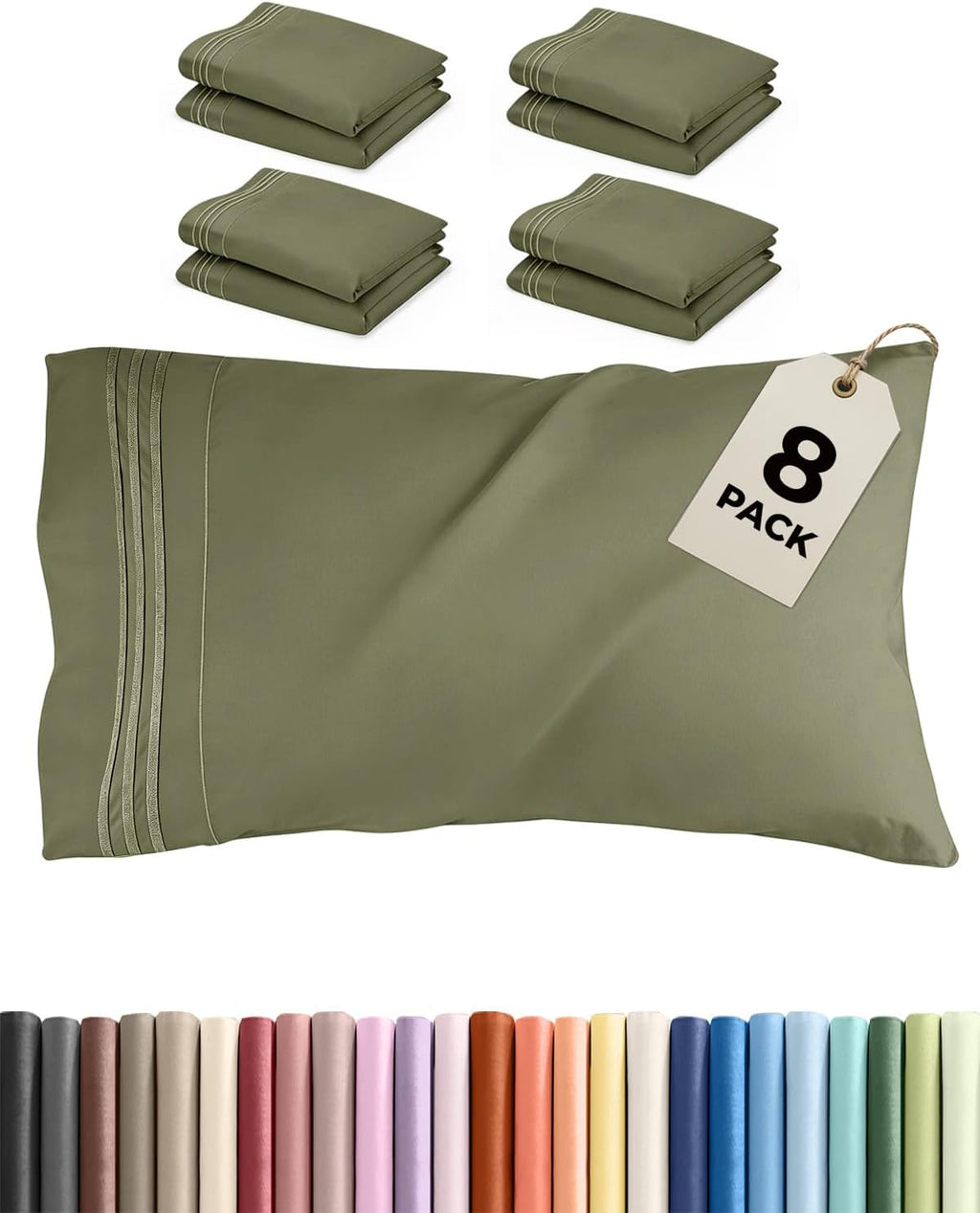 King Standard Pillow Cases Set of 8 - Ultra Soft Hotel Quality Pillowcase Covers - Comfy & Wrinkle Free - Shrink & Fade Resistant…