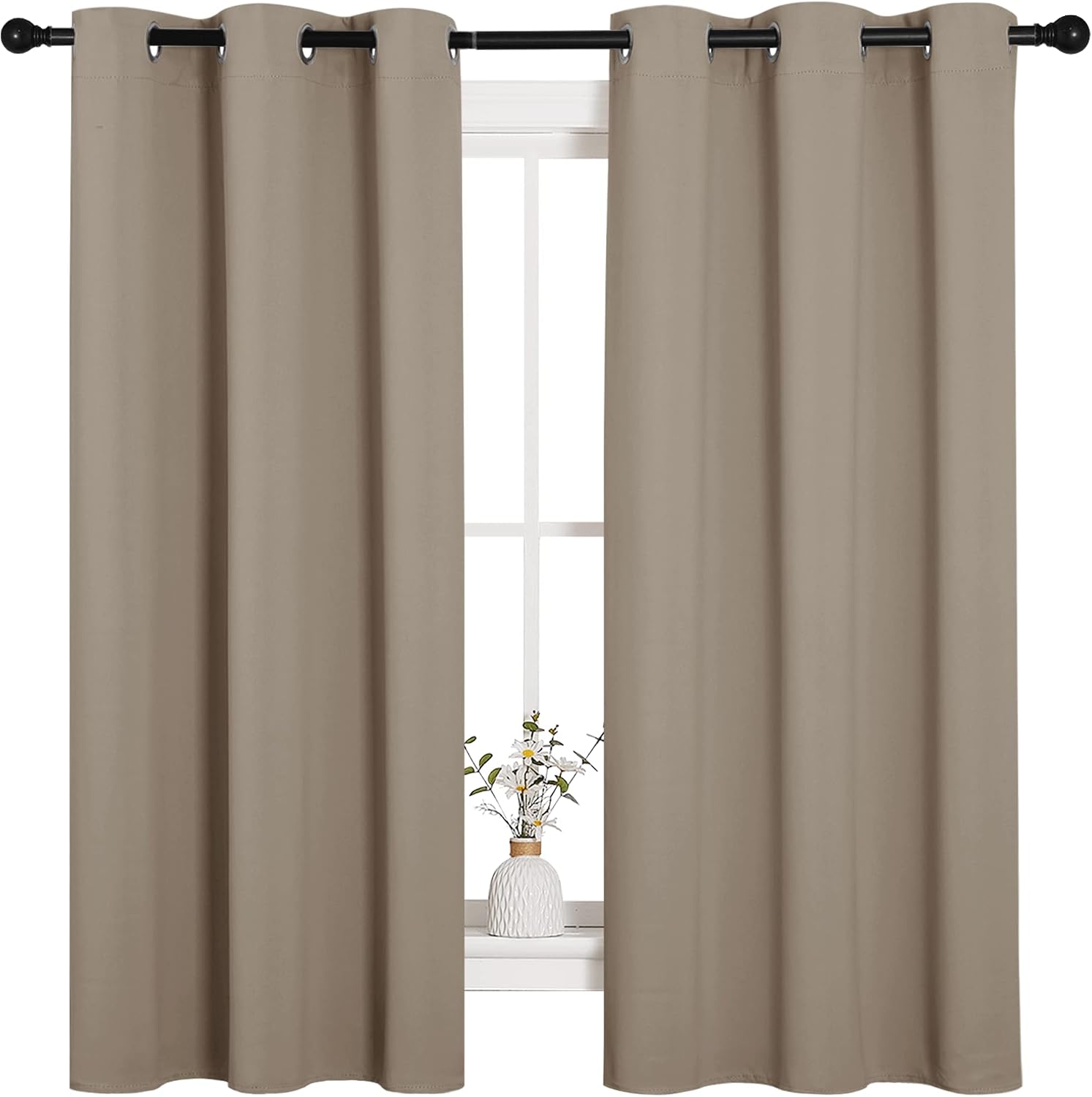 NICETOWN Sleek Blackout Curtains 63 inches Length for Small Windows, Noise Reducing and Block Draft Panels for Door Doorway Laundry…