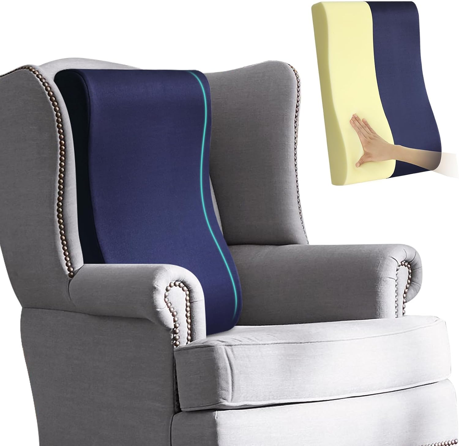 2-in-1 Neck Pillow Lumbar Support Pillow for Recliner Couch& Glider Chair - High Resilient Foam Ergonomic Back Support for High-Back…