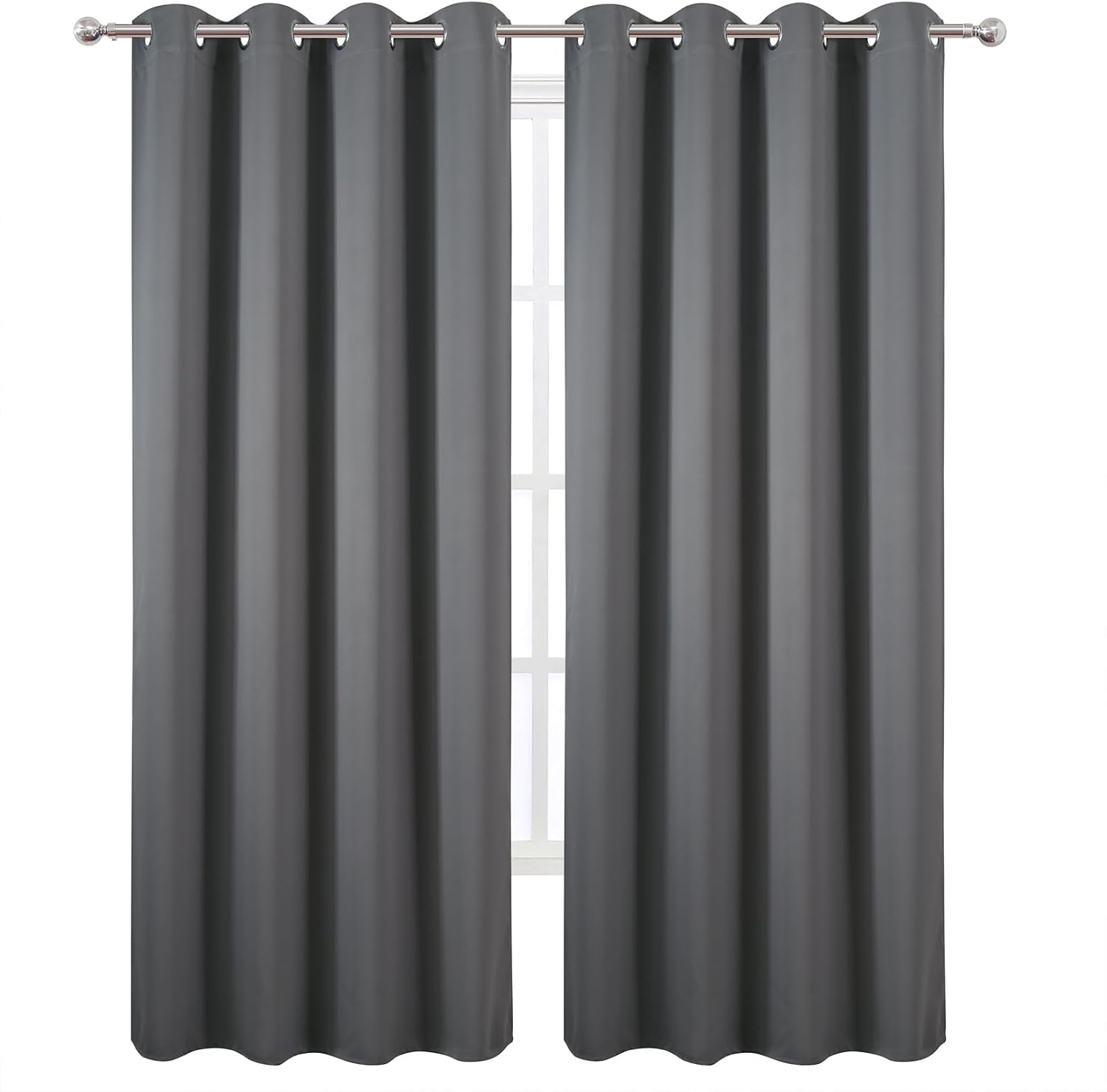 Lemomo Blackout Curtains 52 x 90 Inch Long Frost Grey Curtains Set of 2 Panels Room Darkening Curtains for Bedroom and Living Room 90 Inch…