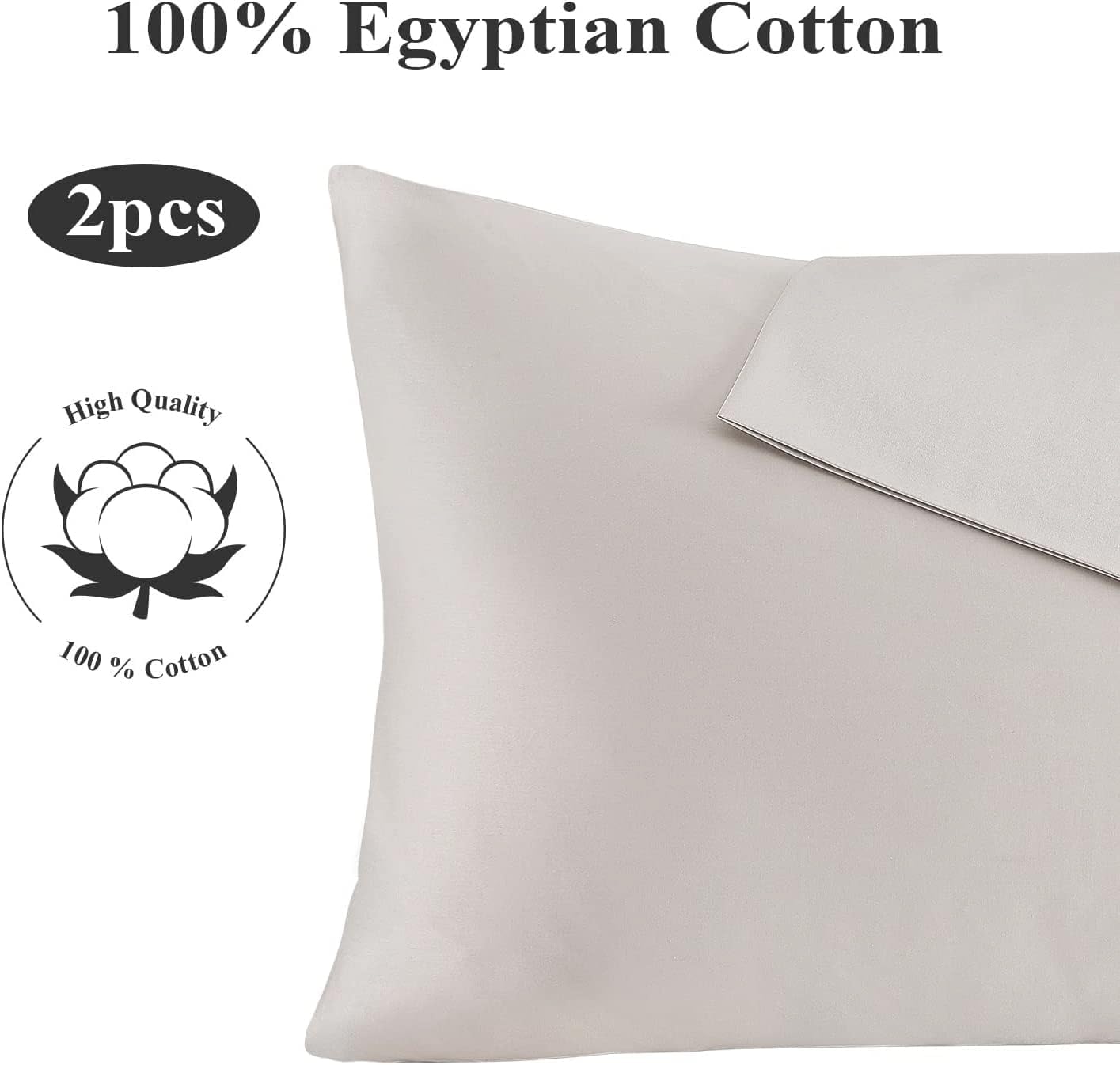 ShunjieHome 100% Egyptian Cotton Pillow Protectors Set of 2, 400 Thread Count Sateen Weave Cooling Pillowcase, easy maintenance Zippered…