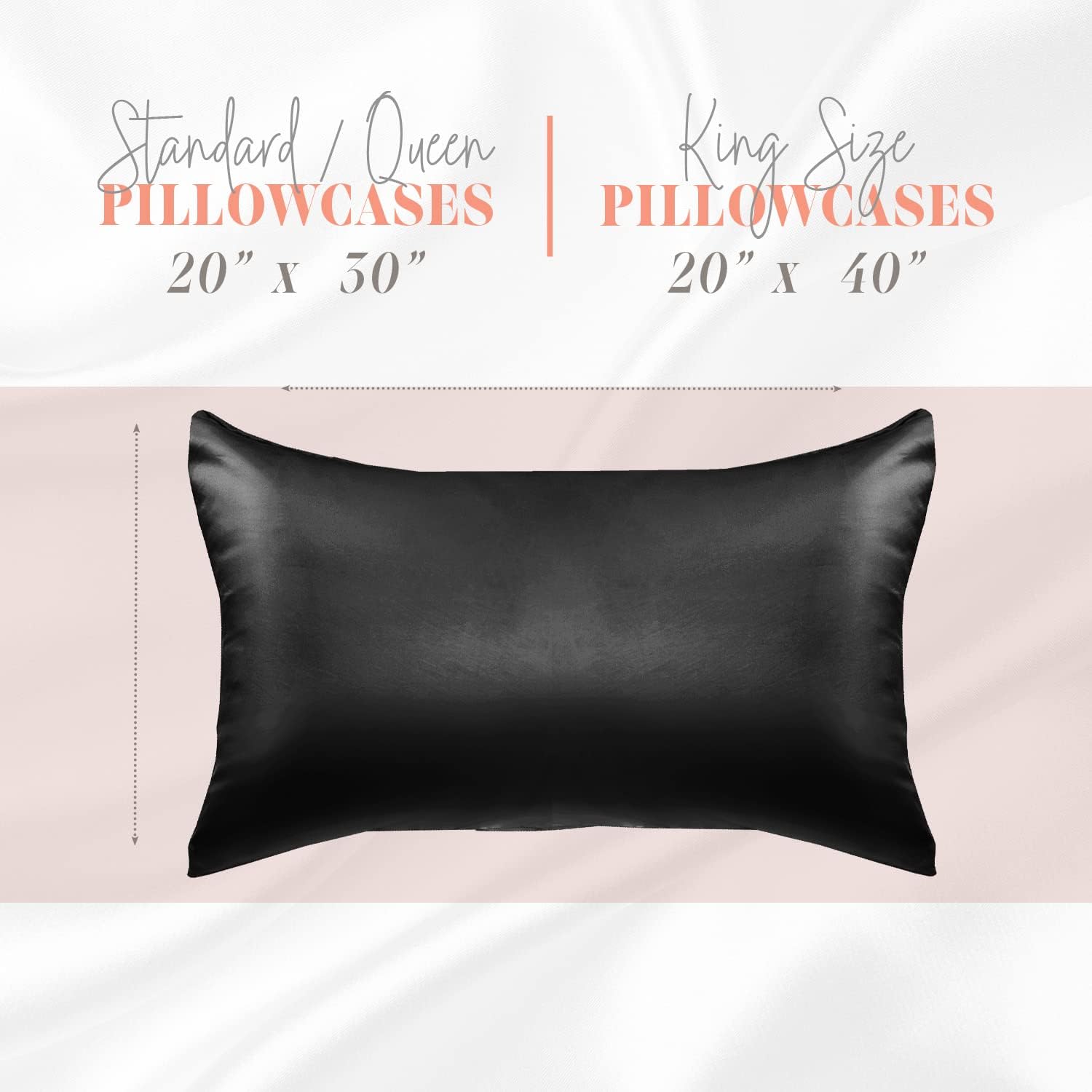 Elegantcomfort Elegant Comfort Silky and Luxurious 2-Piece Satin Pillowcase Set for Healthier Skin and Hair, Hidden Zipper Closure and Beau…
