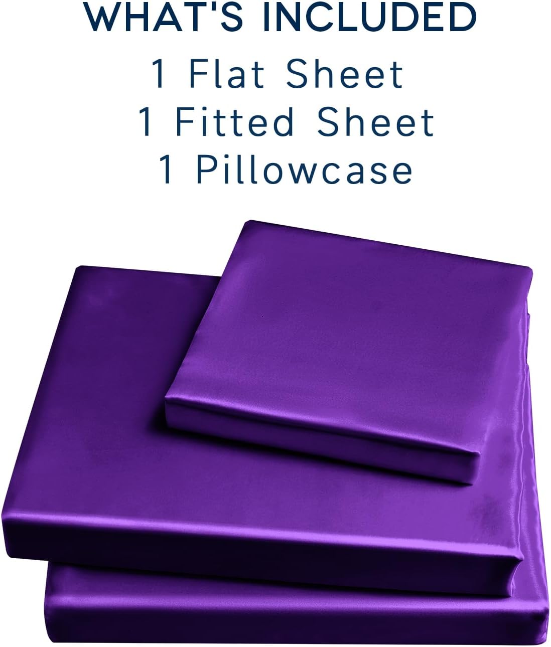 Golal Satin Bed Linen Set, 3Pcs Luxury Silky Soft Twin XL Sheets with Deep Pocket Fitted Sheet, Wrinkle-Free, Dark Purple 3Pcs
