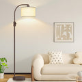 Nintiue Upgraded Modern Arc Dimmable Tall Standing Floor Lamp with Linen Shade, 1200 Lumens LED Bulb Included, for Living & Reading Room…