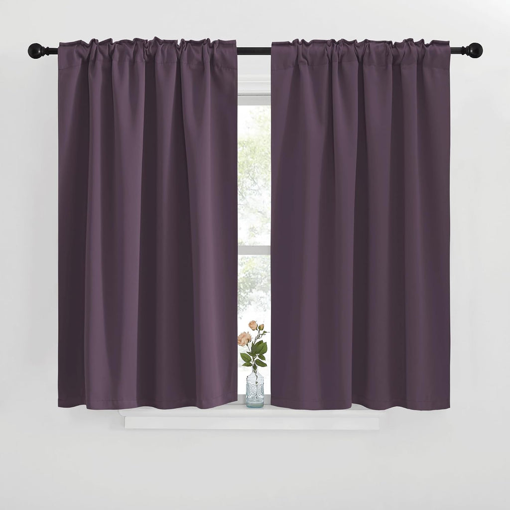 NICETOWN Window Treatment Blackout Curtains and Draperies - (Plum Color) 42x40 inch, 2 Panels, Room Darkening Blackout Panel Drapes for…