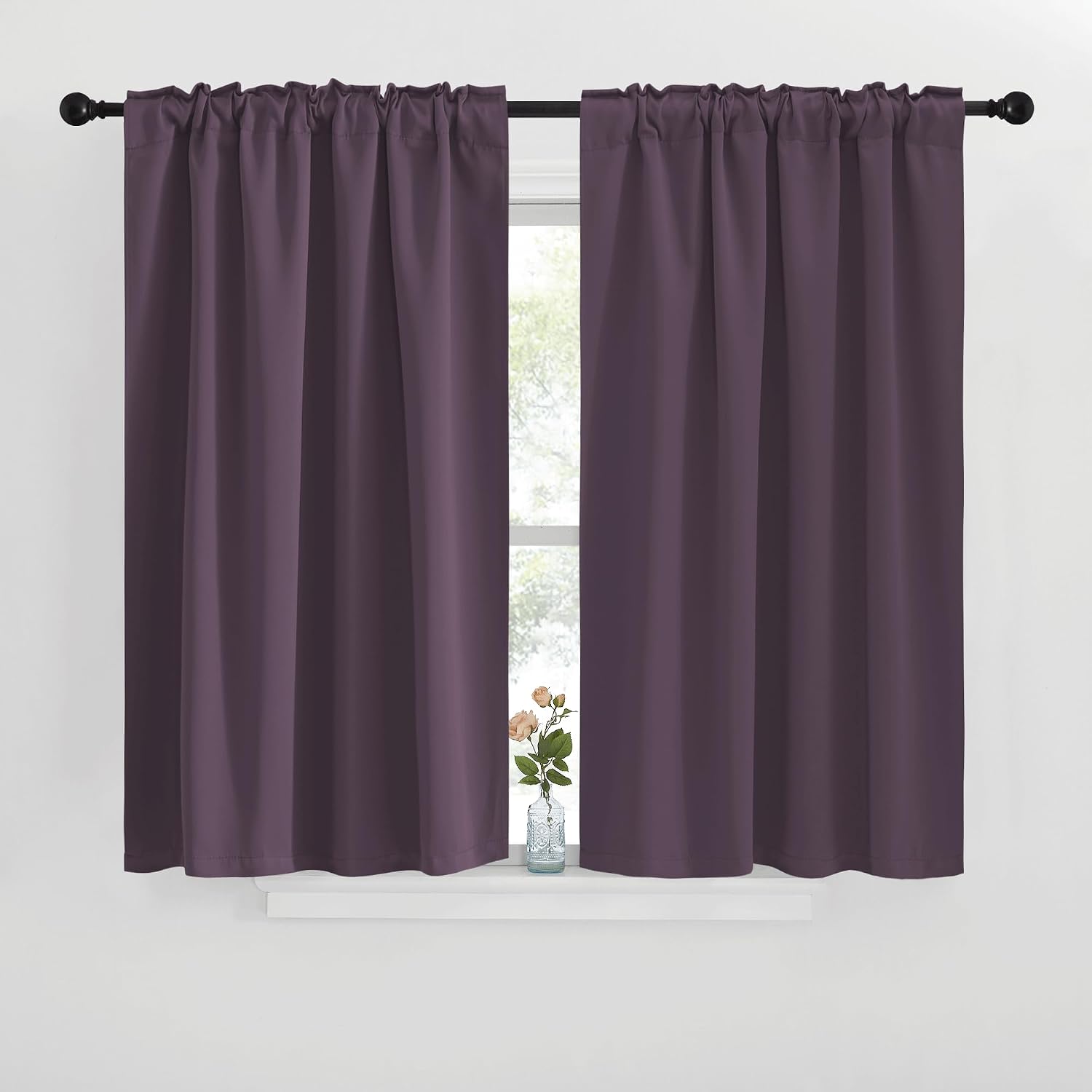 NICETOWN Window Treatment Blackout Curtains and Draperies - (Plum Color) 42x40 inch, 2 Panels, Room Darkening Blackout Panel Drapes for…