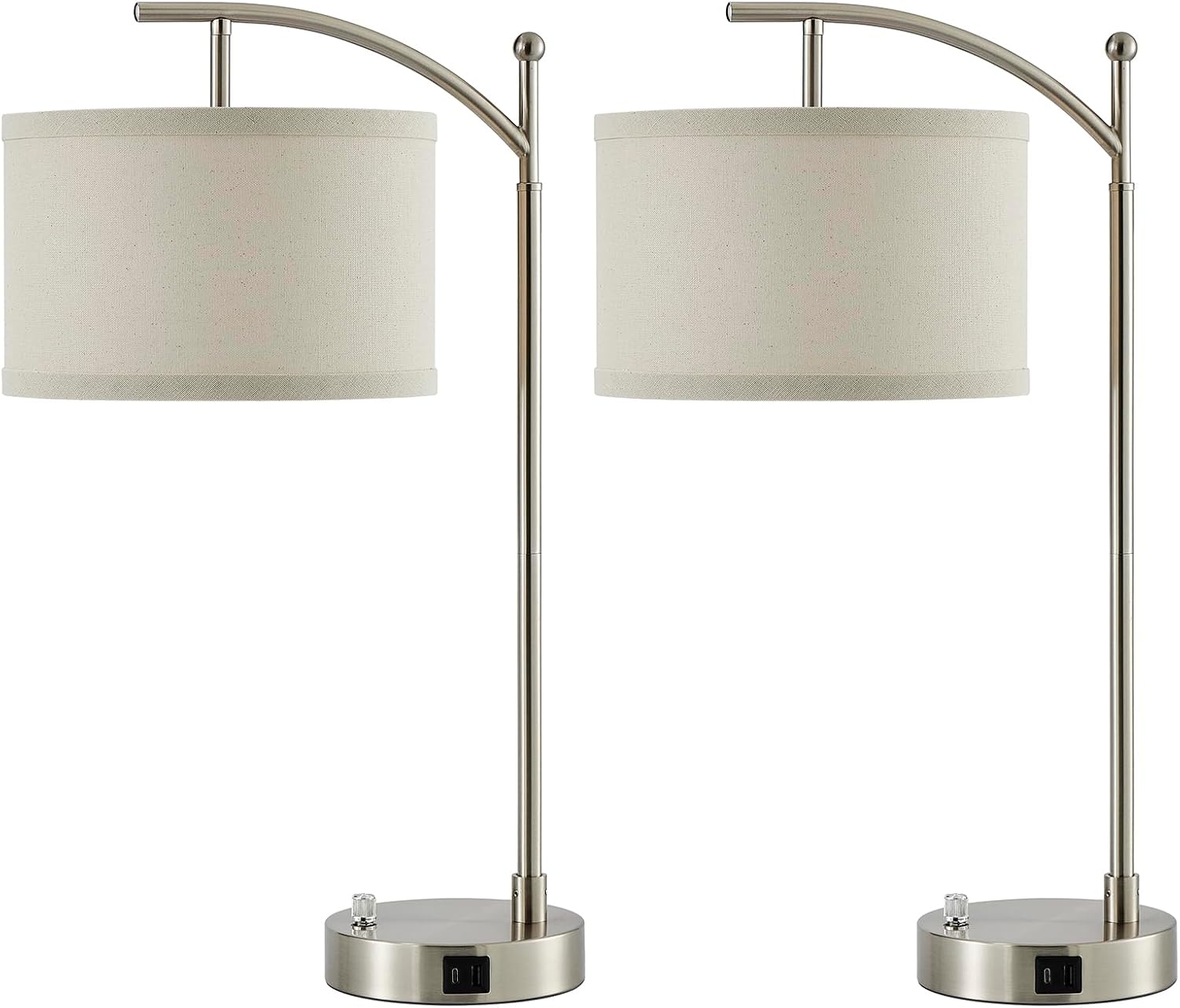 Table Lamp for Living Room Bedroom, 23.5" Table Lamps Set of 2 with USB C+A Ports, Bedside Lamps for Nightstand with Linen Lamp Shades, 2…