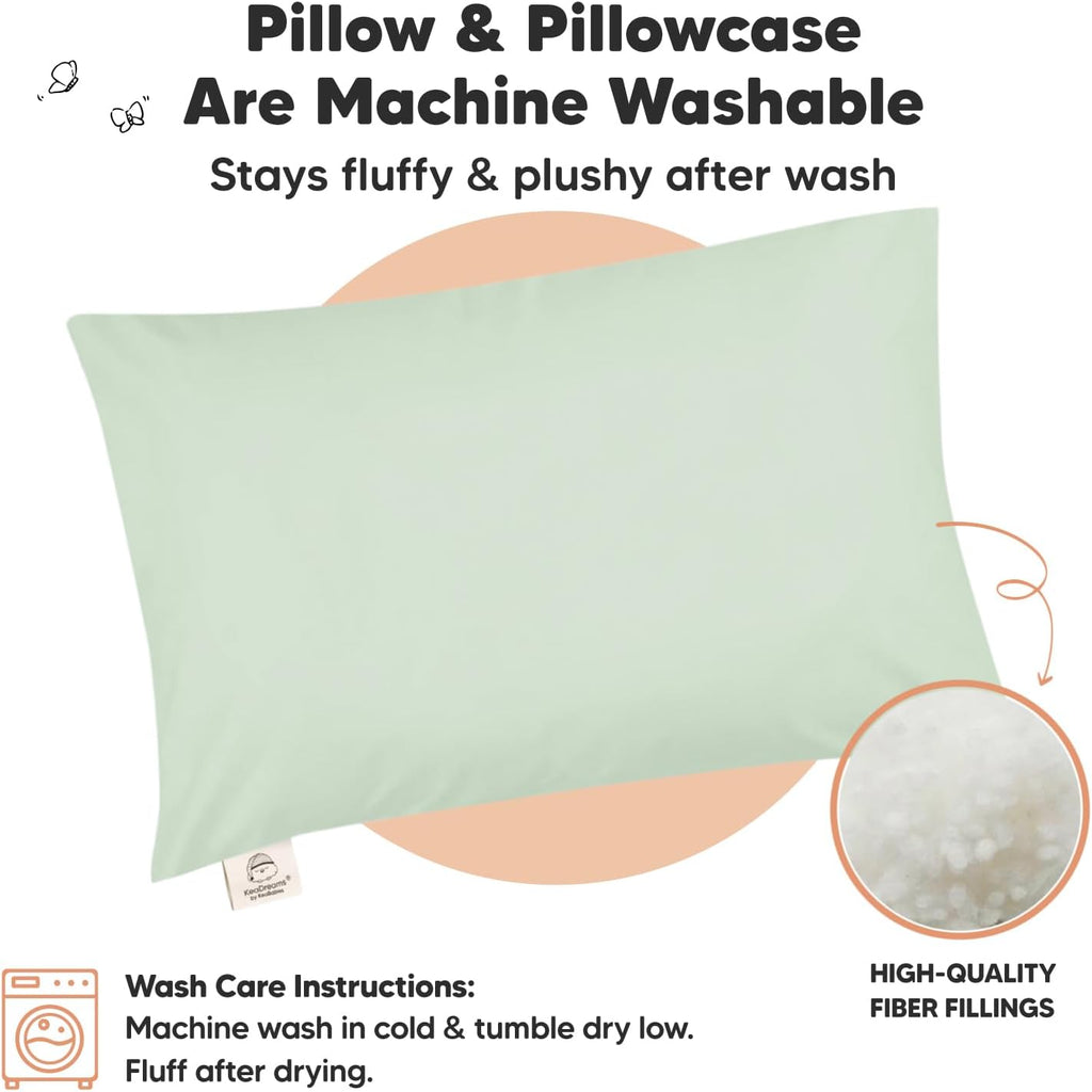 Toddler Pillow with Pillowcase - 13x18 My Little Dreamy Kids Travel Bed Pillows for Sleeping, Organic Cotton Small Pillowcase, Soft &…