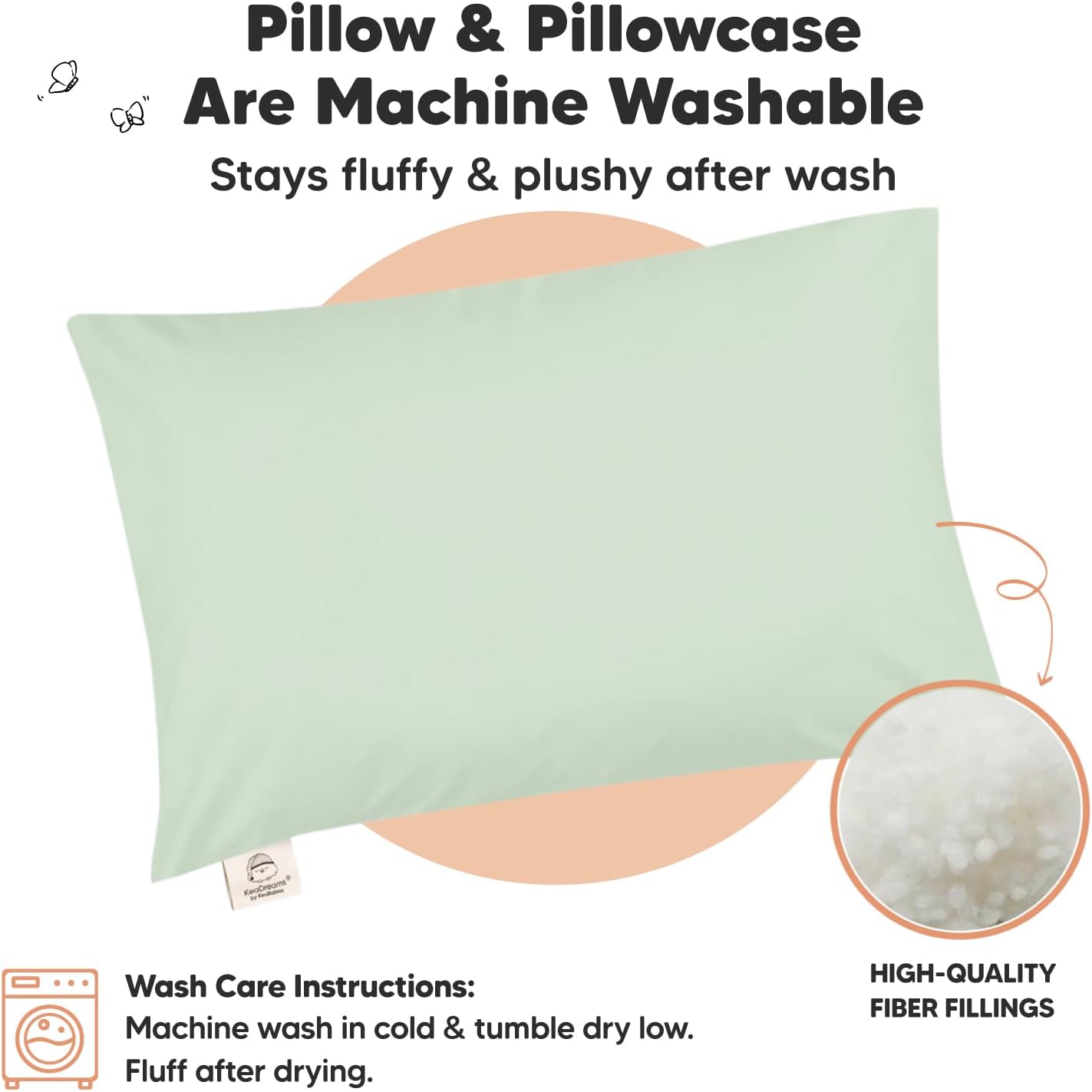 Toddler Pillow with Pillowcase - 13x18 My Little Dreamy Kids Travel Bed Pillows for Sleeping, Organic Cotton Small Pillowcase, Soft &…