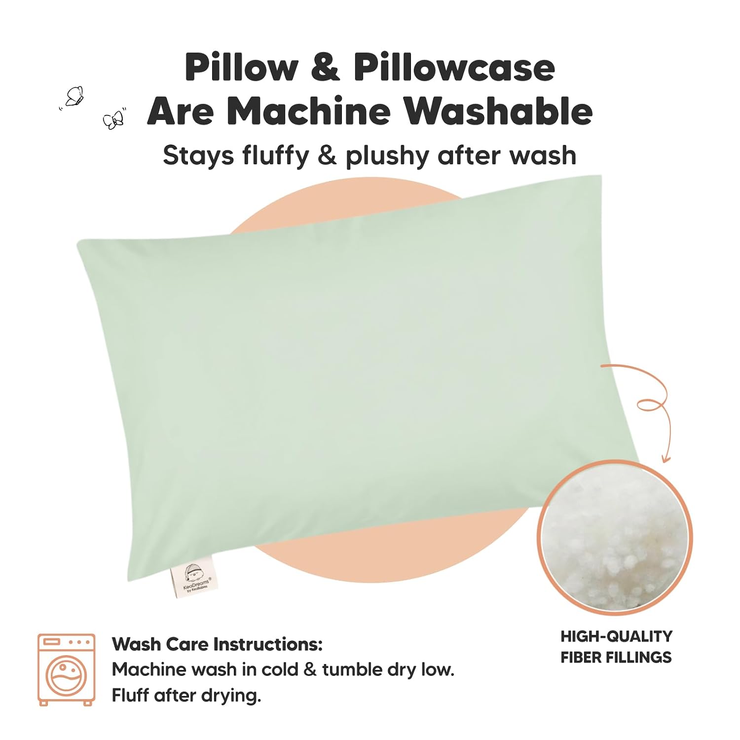 KeaBabies Toddler Pillow with Pillowcase, Jumbo 14X20 - Soft Organic Cotton Toddler Pillows for Sleeping - Machine Washable - Perfect for…