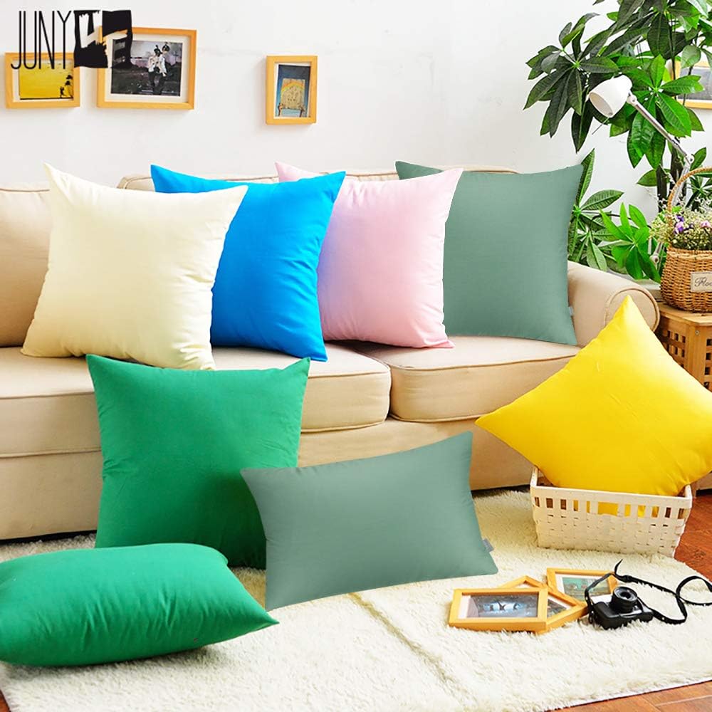 Thmyo 4-Pack 100% Cotton Lumbar Comfortable Solid Decorative Throw Pillow Case, Thmyo Rectangle Cushion Cover Pillowcase Sublimation Blank P…