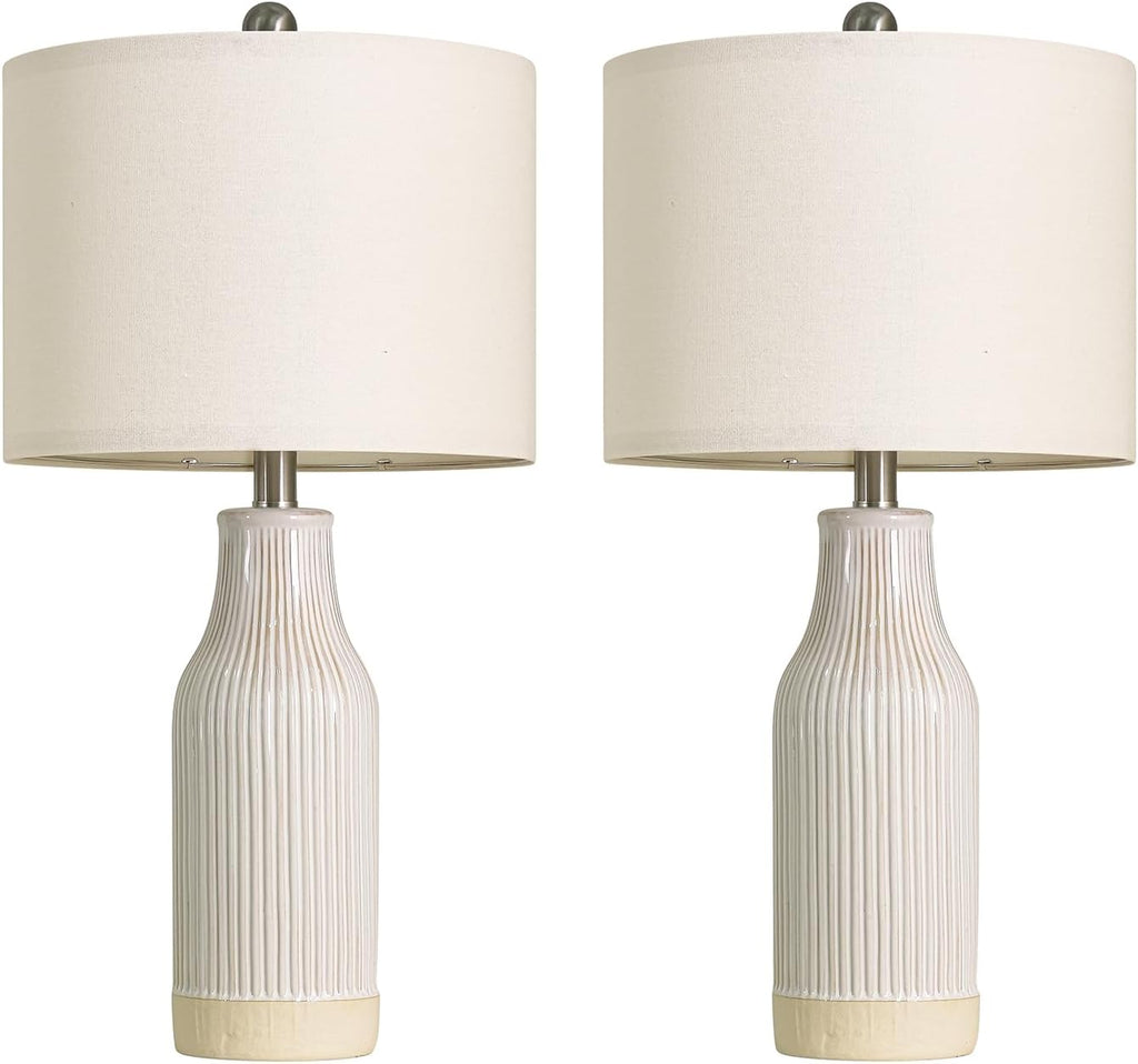 23.75" Modern Ceramic Table Lamps Set of 2, Stylish Bedside Lamps for Bedroom, Gorgeous Lamps for Nightstand, Lamps for Living Room…
