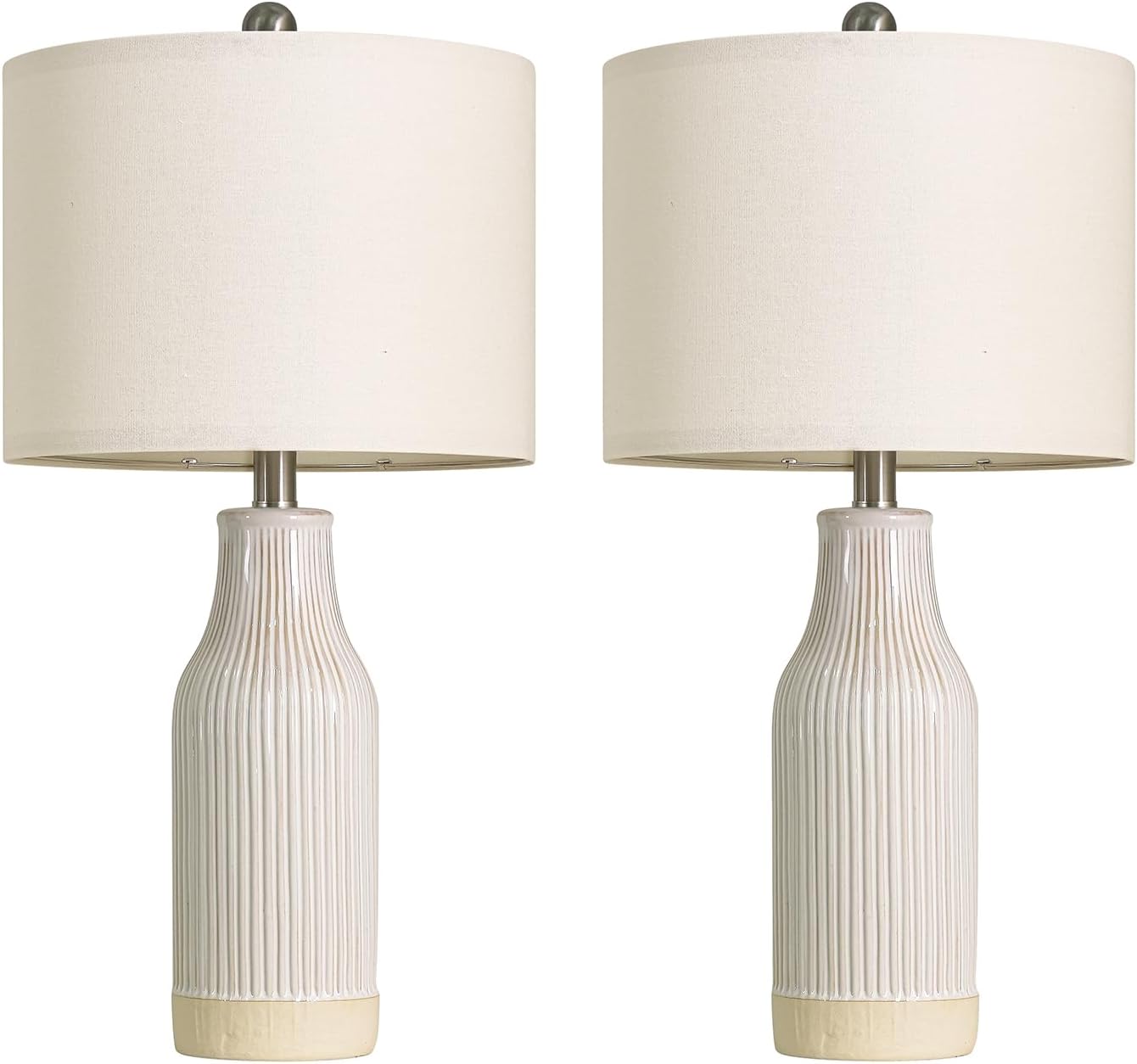 23.75" Modern Ceramic Table Lamps Set of 2, Stylish Bedside Lamps for Bedroom, Gorgeous Lamps for Nightstand, Lamps for Living Room…