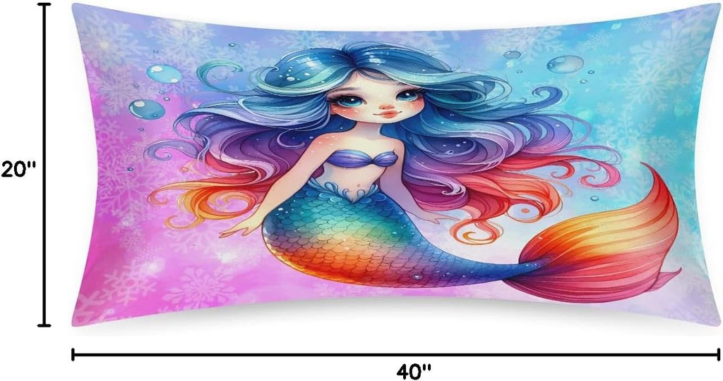 Mermaid Beautiful Rainbow Satin Silk Pillowcase for Hair and Skin Pillow Cases King Size Soft Silk Pillow Case with Envelope Closure…