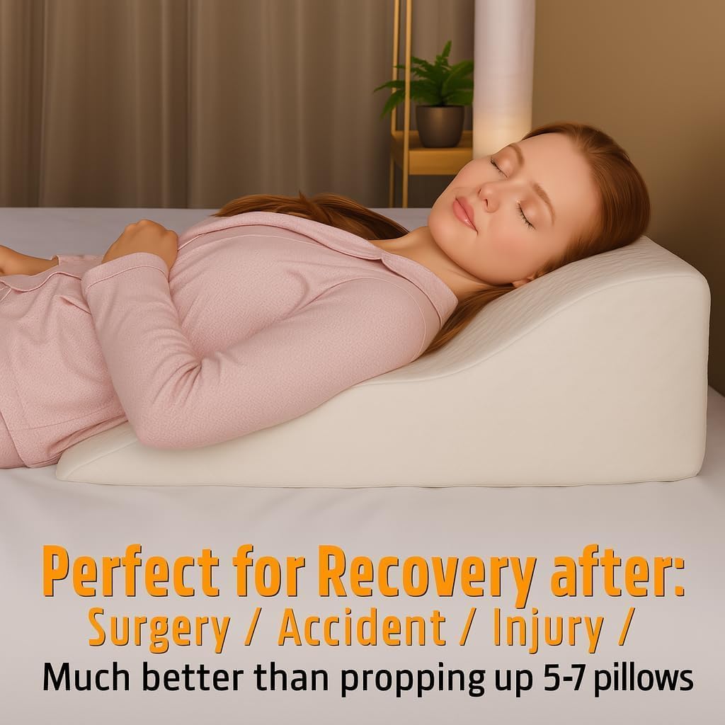 Aeris Wedge Pillow for Sleeping, Acid Reflux, and Snoring - Memory Foam Bed Wedge with 19-Degree Incline - Post-Surgery Recovery…