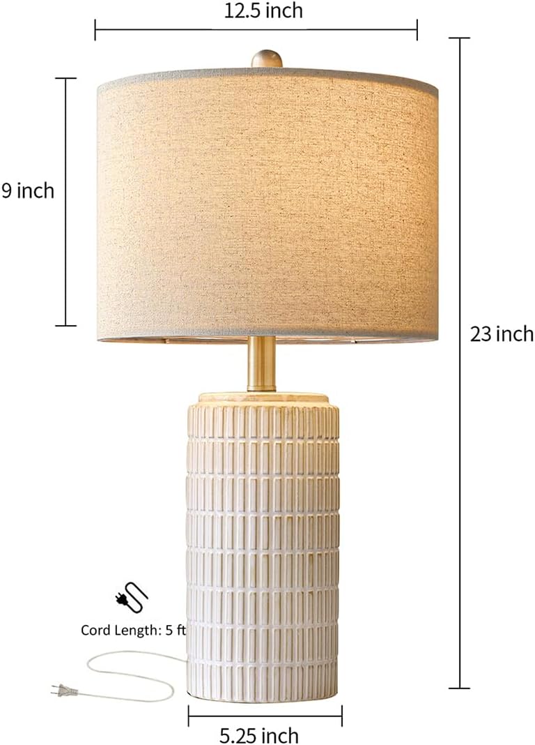 PoKat 23'' Bedside Table Lamp for Bedroom Nightstands, Birthday Gifts for Women Mom, House Warming Gifts New Home Decor, Ceramic Desk…