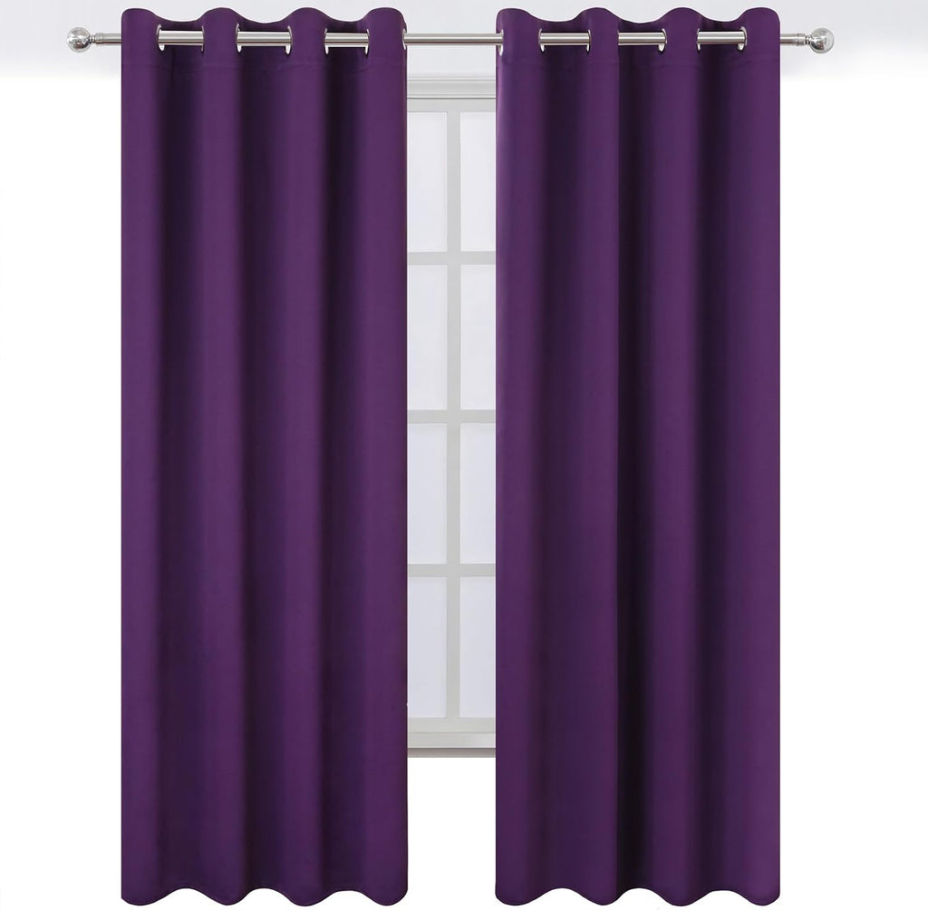 Lemomo Blackout Curtains 52 x 90 Inch Long Purple Curtains Set of 2 Panels Room Darkening Curtains for Bedroom and Living Room 90 Inch silv…