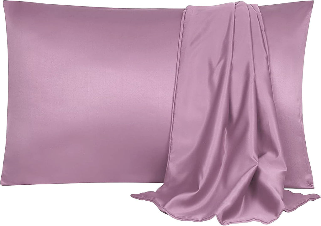 uxcell 2 Pack Silk Satin Pillowcase for Hair and Skin, Cool, Silky, Soft Breathable Pillow Cases Travel Size 14x20 Inch Sateen Pillowcase M…