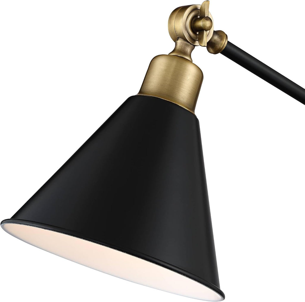 360 Lighting Wray 26 3/4" High Modern Adjustable Desk Lamp with USB Charging Ports A+C Painted Black Brass Metal Cone Shade for Living…