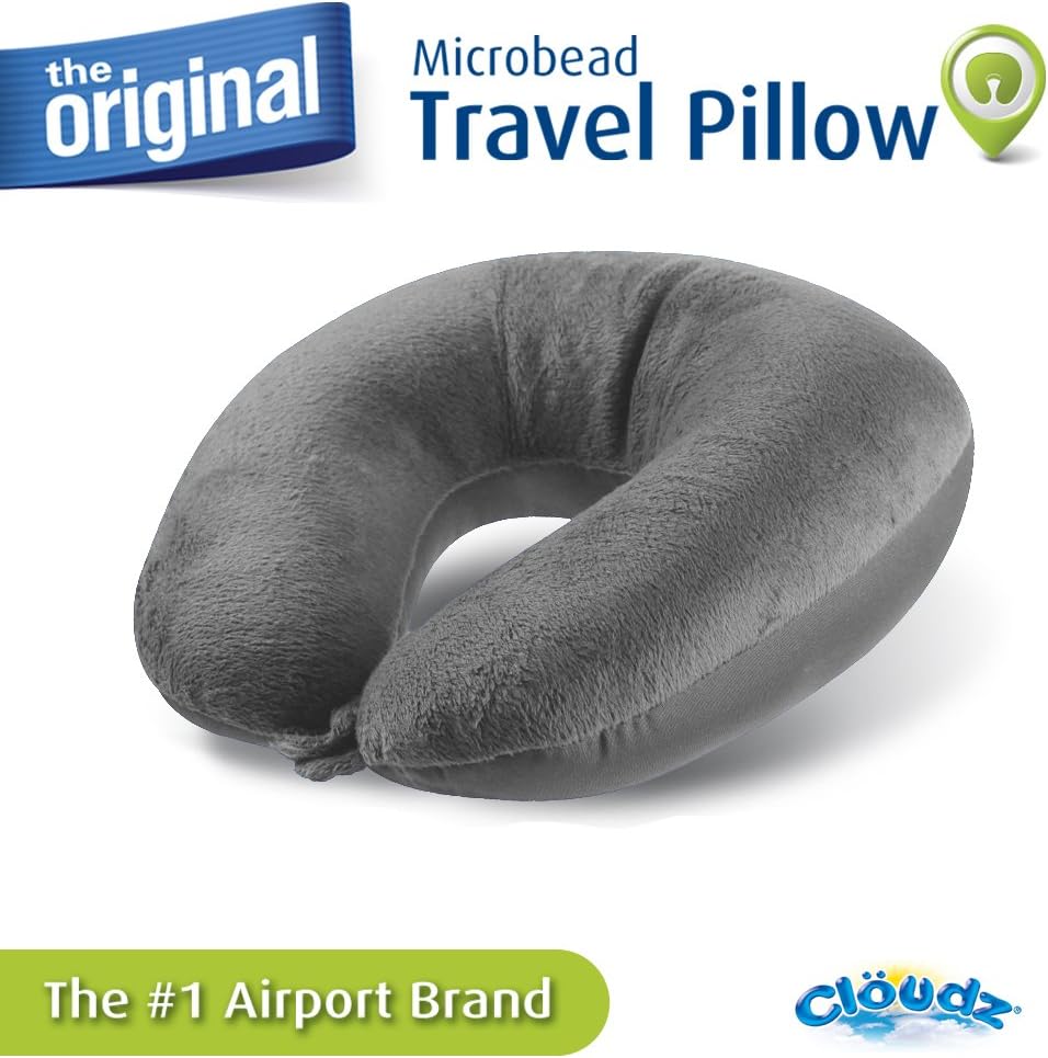 Cloudz Dual Comfort Microbead Airplane Travel Neck Pillow. Super Soft Cozy Plush Fabric on One Side, Cool Relaxing Spandex on The Other!…
