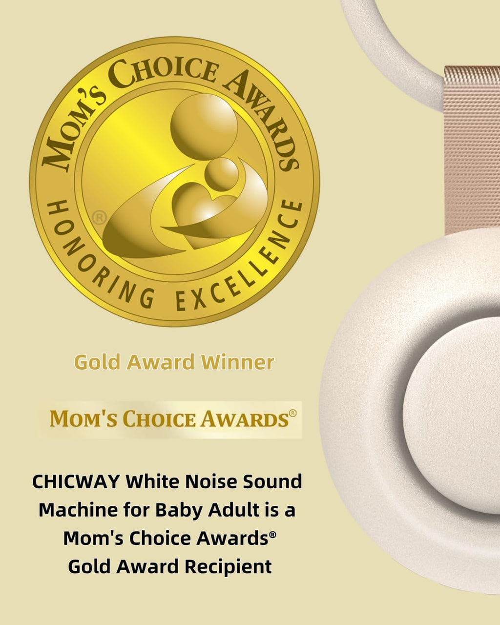 CHICWAY 2026 Mom's Choice Awards, Portable Sound Machine for Baby Adult, AI Cry Detection, 18 Soothing Sound, Bluetooth Rechargeable…