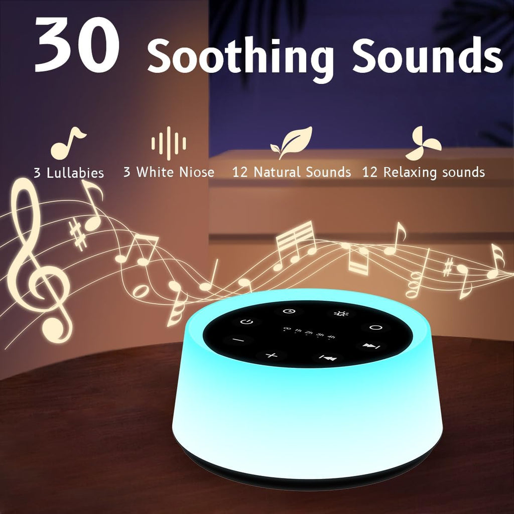 ColorsNoise Sound Machine and White Noise Machine with 30 Soothing Sounds 12 Colors for Kids Adult Baby Night Light with Memory Function…