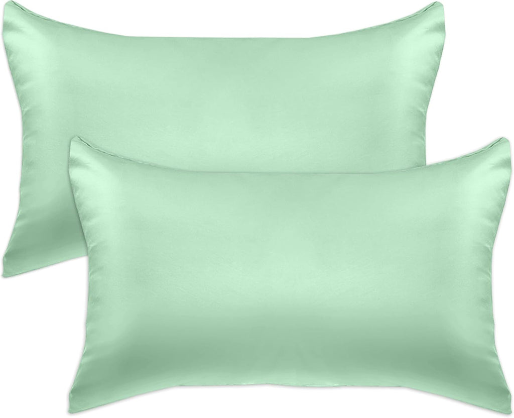 Elegantcomfort Elegant Comfort 2-Pack Cooling Viscose Satin Pillowcase Set with Hidden Zipper Closure, Silky Smooth for Hair and fabric…