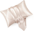 HommxJF Taupe Satin Pillowcase Queen Size Set of 2 for Hair and Skin, Taupe Silk Pillowcase Breathable Pillowcase with Envelope Closure