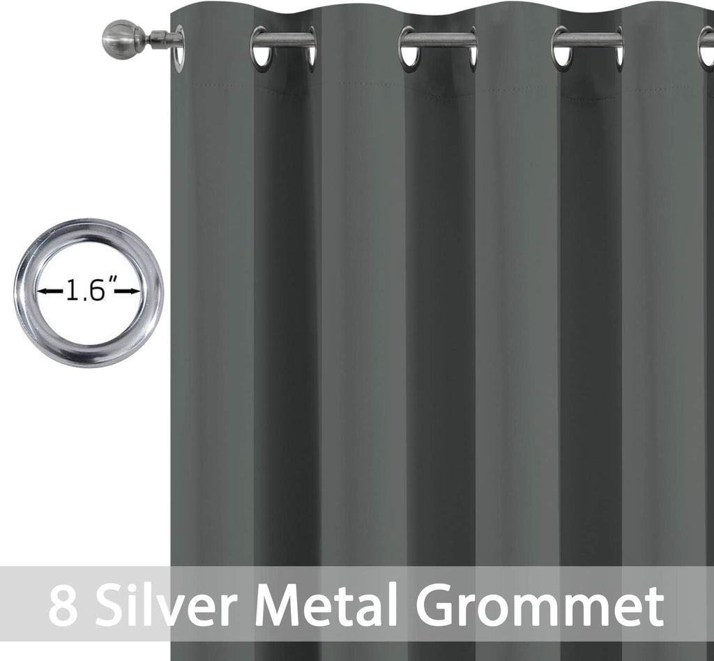 Yakamok Room Darkening Grommet Window Drapes Thermal Insulated Light Blocking Blackout Curtains for Bedroom(52Wx72L, Dark Grey,2 Panels)