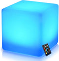Mr.Go 16-Inch Rechargeable LED Cube Chair Light, 16 RGB Colors Glow Cube Seat w/Remote, Waterproof LED Cube Table, Color Changing Cubes…