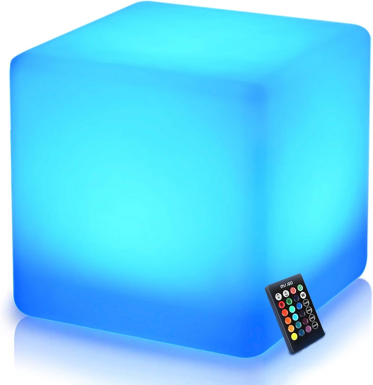 Mr.Go 16-Inch Rechargeable LED Cube Chair Light, 16 RGB Colors Glow Cube Seat w/Remote, Waterproof LED Cube Table, Color Changing Cubes…