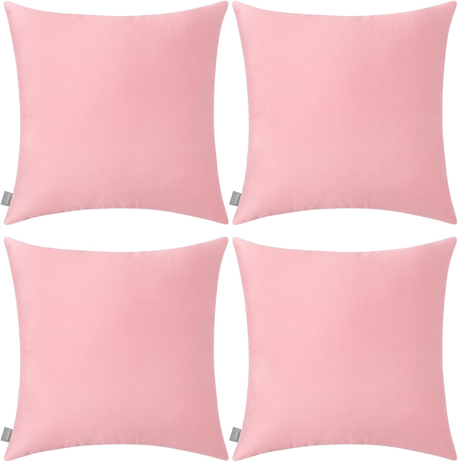 Thmyo 4-Pack 100% Cotton Comfortable Solid Decorative Throw Pillow Case, Thmyo Square Cushion Cover Pillowcase Sublimation Blank Pillow Cove…