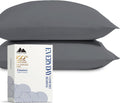 Mayfair Linen 100% Organic Cotton Percale Pillow Cases Queen/Standard Size Set of 2 - Percale Pillowcovers Standard/Queen (Dark Grey)…