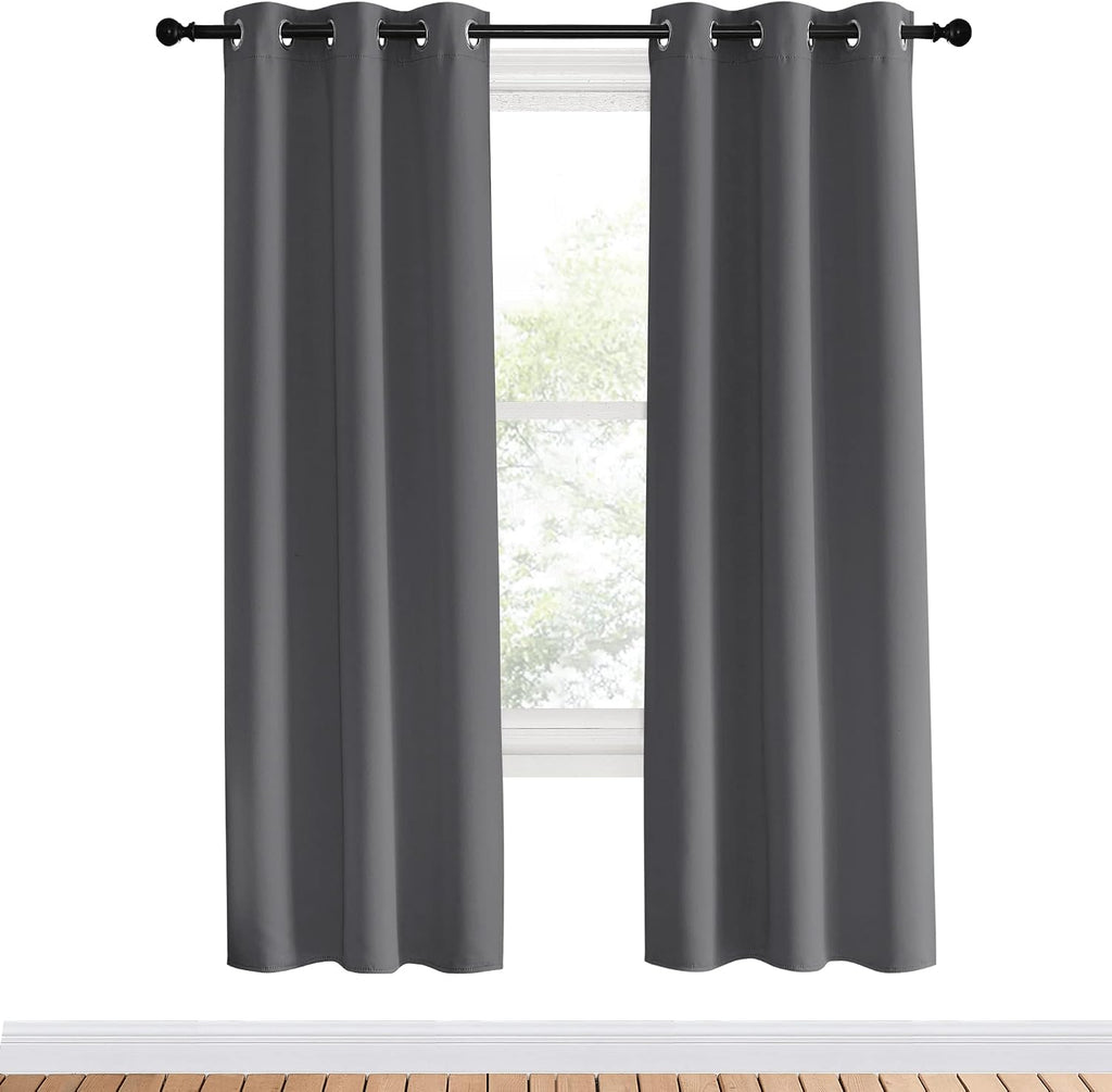 NICETOWN Blackout Window Curtains 70" L, 2 Panels, 34 inch, Grey, Grommet Top Room Darkening Thermal Insulated Vertical Window Drapes…